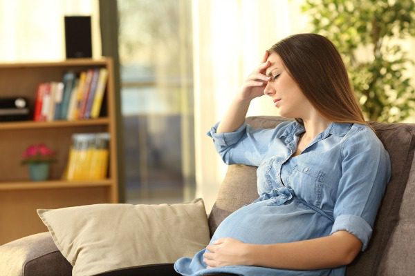 Worried pregnant woman