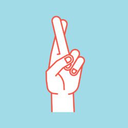 illustration of a hand with two fingers crossed