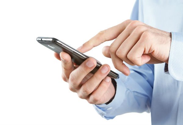 Man using smartphone