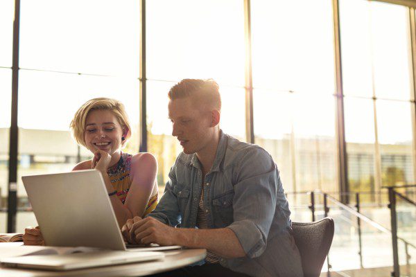 Couple researching rehab