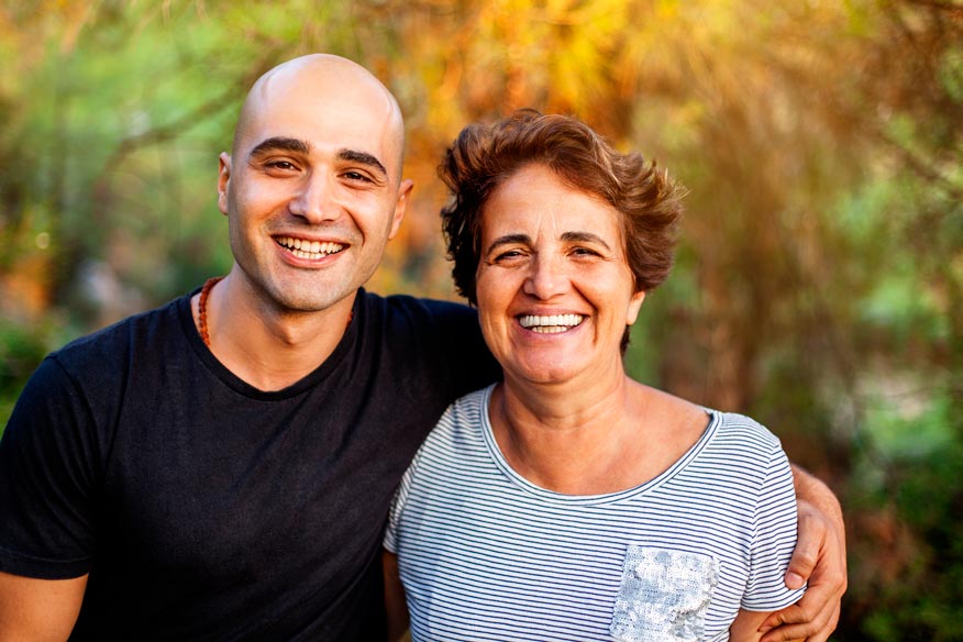 Smiling Mother and Son