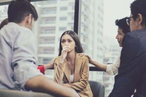 a woman needs anxiety and addiction treatment