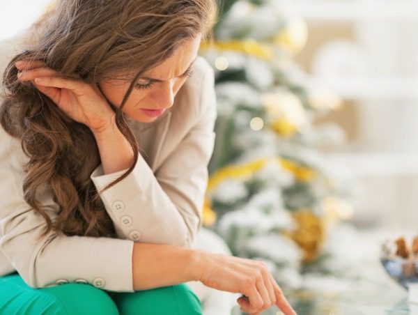 Depressed woman Christmas