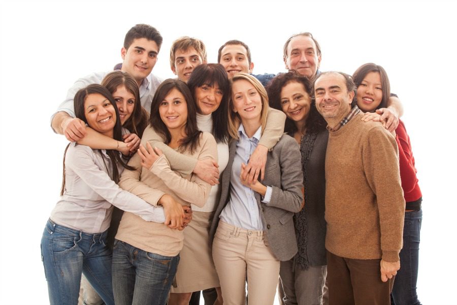Group of friends hugging