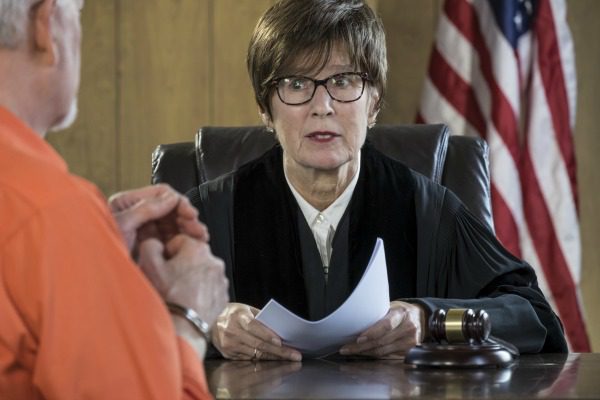 Judge delivering verdict