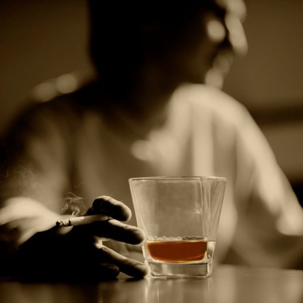 Man drinking alone