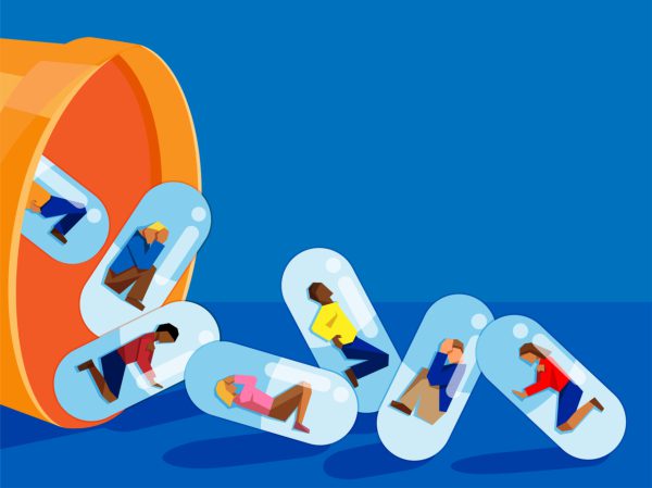 People trapped in pills