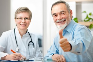 Happy baby boomer in treatment